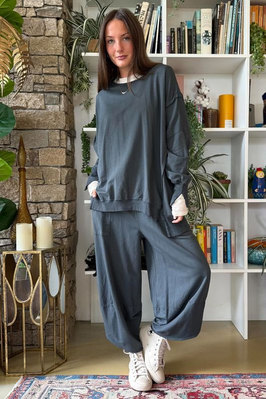 Lagen Shelby Barrel Pant Charcoal 